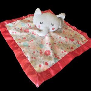 Parents Choice Pink Elephant Lovey‎ Security Pink Floral Plush Satin Trim